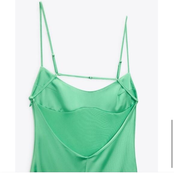 Zara Elegant Green Satin Slip Dress NWOT Size XXL - Picture 10 of 10